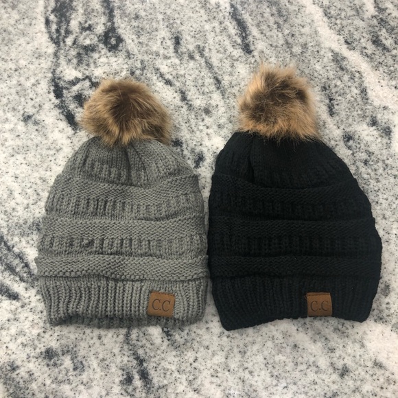 2 CC POM STYLE BEANIES - Picture 2 of 10